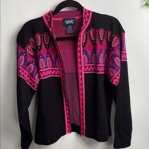 Serac Black and Pink Women's Cardigan